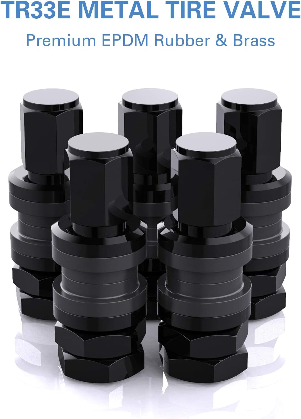 CKAuto 5 Pcs VS33/TR33E Tubeless Metal Clamp-in Valve Stems, Black Finish