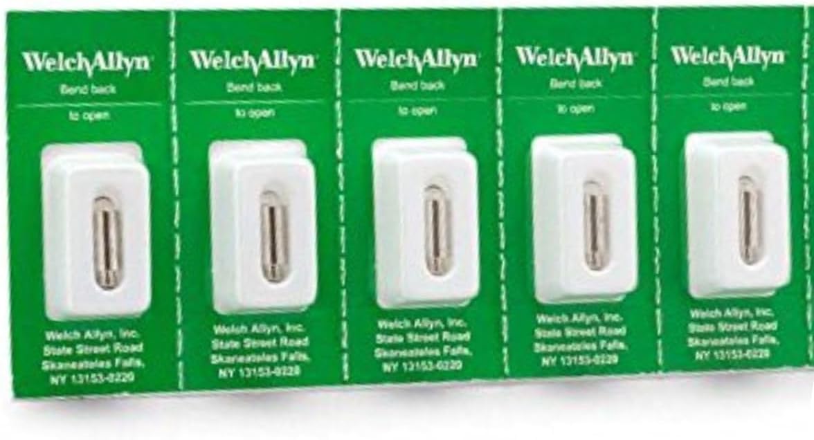 Halogen Otoscope Lamp - 5 Pack Replacement Bulb for Welch Allyn 2.5V Halogen HPX Lamp for Otoscopes, Illuminators and Transill Uminators, Tongue Blade Holders, and 3.5V Handle Adapters, 03100-U