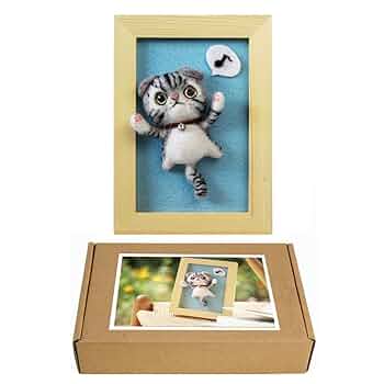 羊毛フェルトフレーム入り　l _M 羊毛フェルト 猫 はちわれ猫さん フレーム猫 羊毛フェルト にじ