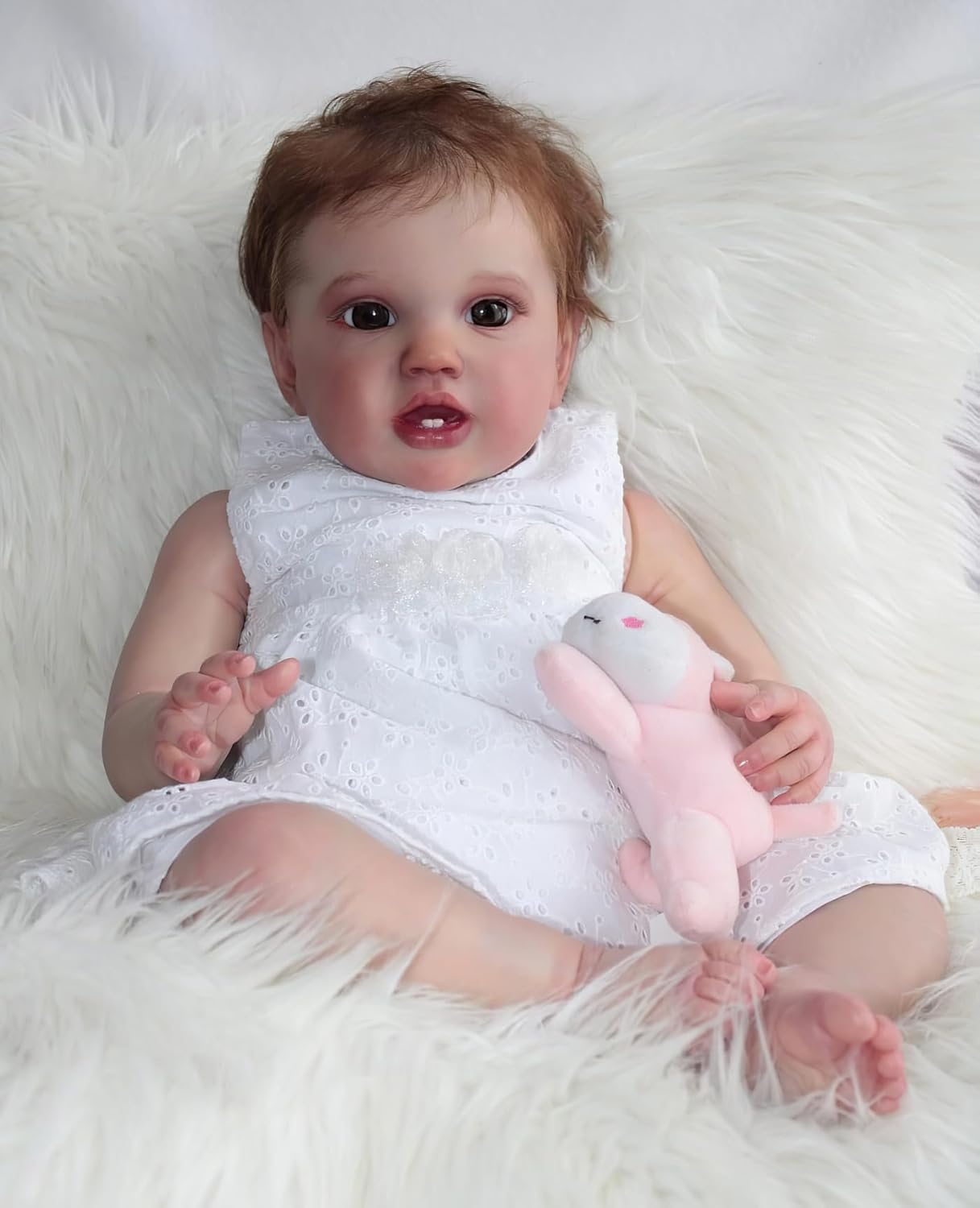 24 Inch Adorable Realistic Reborn Baby Doll Lifelike Newborn Toddler Girl Doll with Cuddly Body & Rooted Hair - Collectible Gift for Girls Lifelike Toy for Play and Display