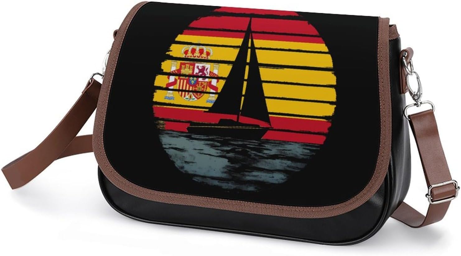 Spanish Flag Sailing Sailboat Ship Shoulder Bags for Women Tote Handbag Clutch Purse Messenger Bag