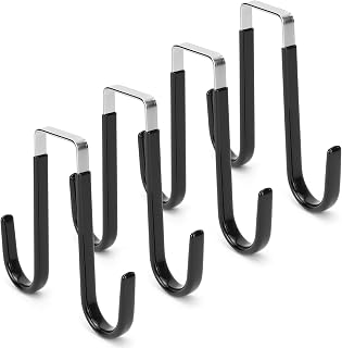 HengLiSam Over The Door Hook,Double Stainless Steel Hook on Door,4 Pack Over The Door Hooks for Bathroom, Living Room, Kitchen Hanging Clothes, Towels, Shoe Bag, Hats