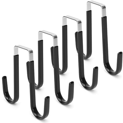 HengLiSam Over The Door Hook,Double Stainless Steel Hook on Door,4 Pack Over The Door Hooks for Bathroom, Living Room, Kitchen Hanging Clothes, Towels, Shoe Bag, Hats