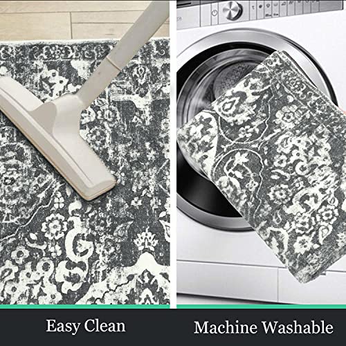 Hebe Vintage Boho Runner Rug 2X6 Ft Non Slip Washable Distressed Medallion Area Rug Farmhouse Hallway Rug Runner Floor Carpet For Entrance Laundry Room Kitchen Floor Bathroom #TOP4