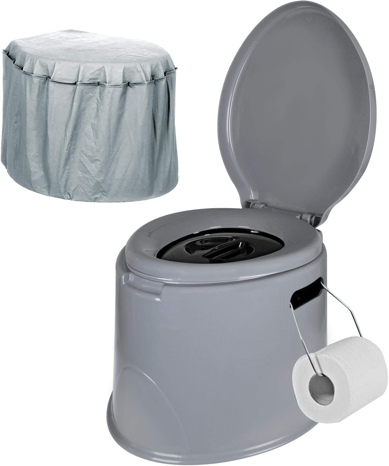 ASAB Adult Size Portable 5L Camping Toilet With Loo Roll Holder and