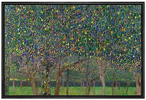 Pear Tree framed canvas print in black frame