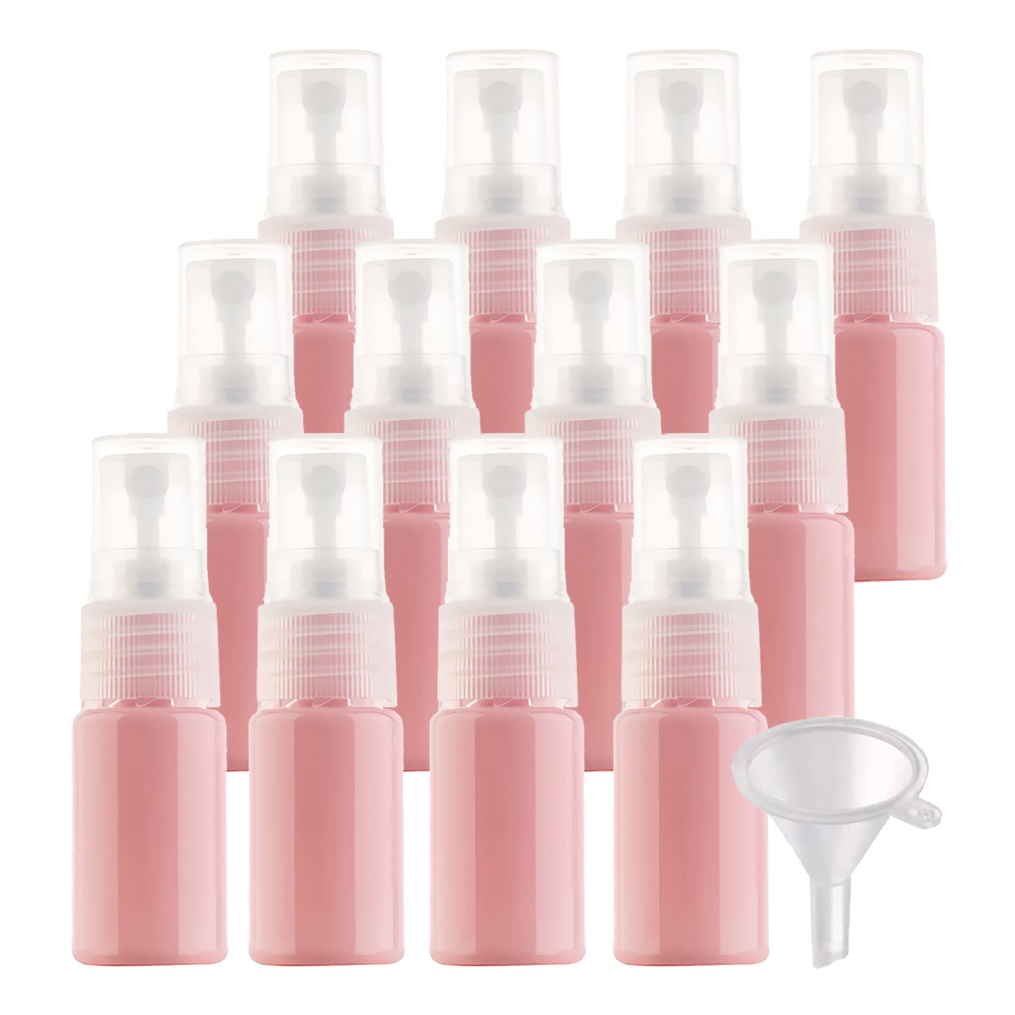 100 Pezzi 10ml Flacone Spray Vuoto Plastica Rosa, Mini Flacone Spray Portatile Riutilizzabile per Nebbia, Bottiglia di Profumo, Cosmetica, Viaggio con 5x Imbuti