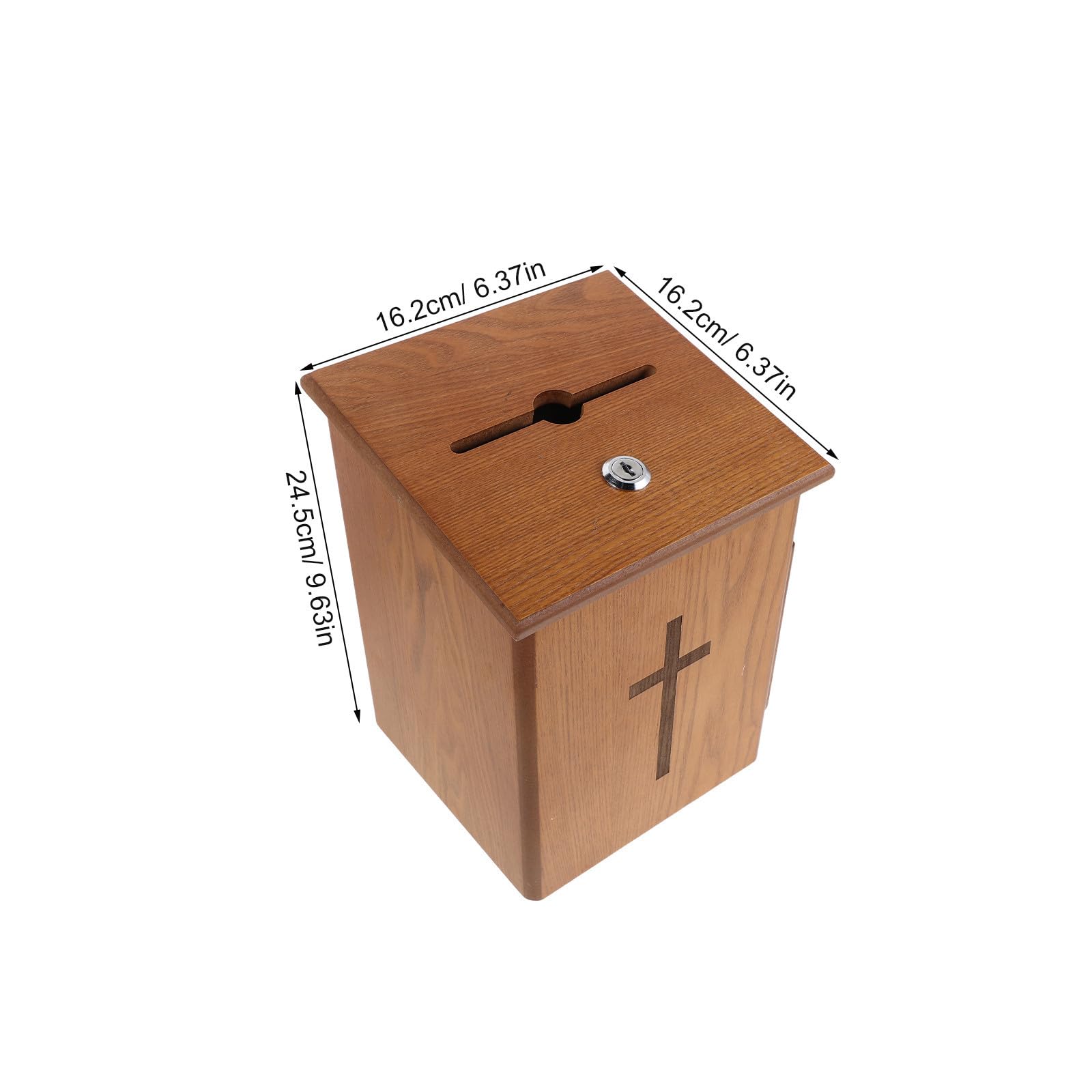 EXCEART Urna Cerradura de Madera, Caja de Donaciones de Mesa, Caja Tapa Abatible, Ligera y Segura, para Recaudación de Donaciones Comunitarias y Eventos Públicos