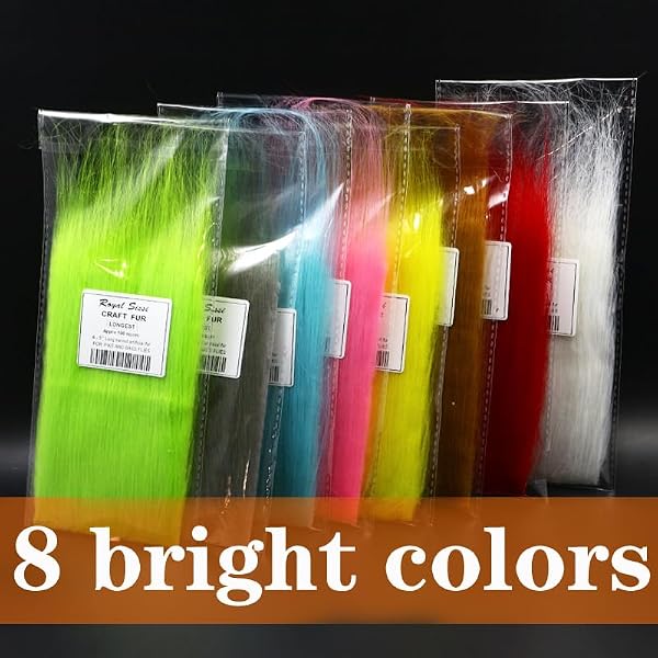 Bolsek Fly Tying Craft Fur 8 Bright Colors Long Synthetic Fiber Fly Fishing Streamer Fly Tying Materials by Bolsek - Image 2