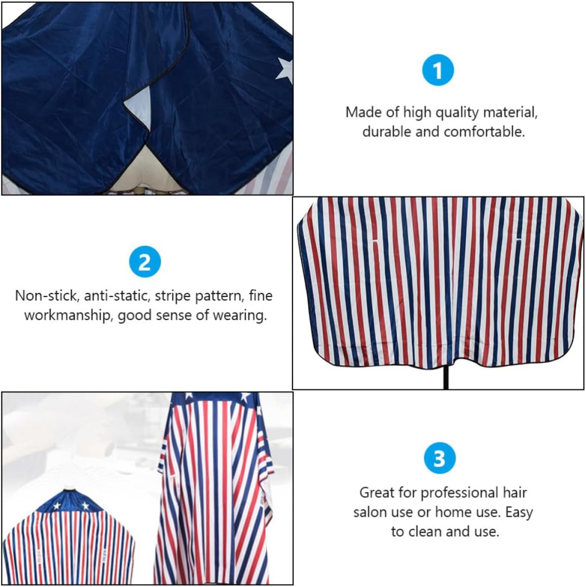 TIDTALEO Professional Haircut Apron with Elastic Closure, Polyester Stripe Pattern Salon Smock for Hair Stylist, Waterproof Hairdressing Cape for Home and Salon Use