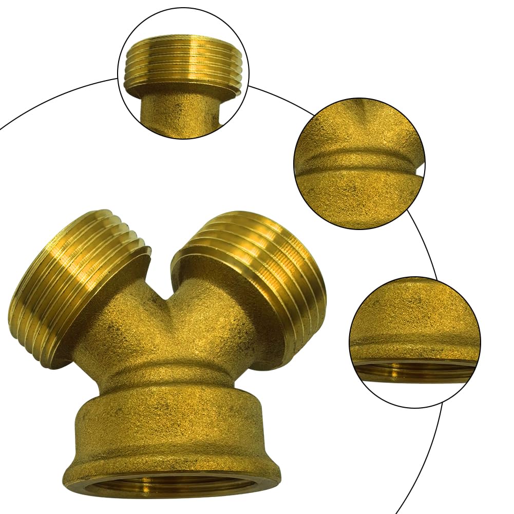 Pack of 2 3/4 Inch Brass 2-Way Water Connection Distributor, 3/4 Inch Y ...