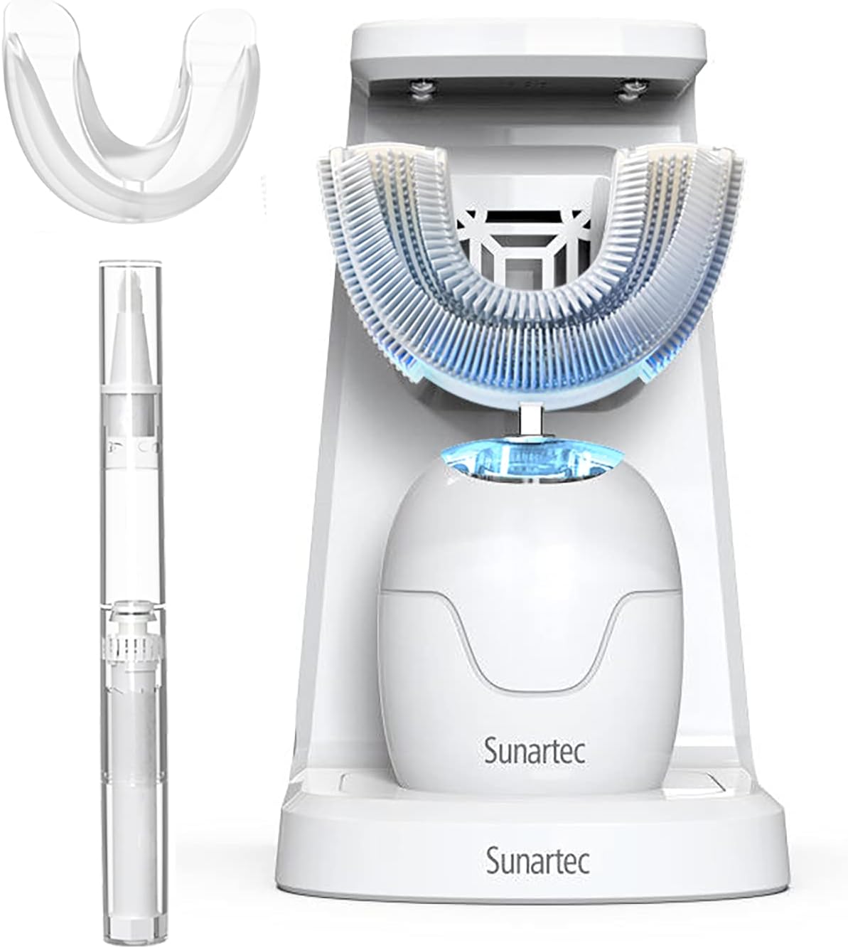 Sunartec Original Ultrasonic Electric Toothbrush Newly Generation 360° U-Shaped Toothbrushes Teeth Whitening Kit Gel for Adults Portable Purplr-Light Cleaning and Air-Drying Powerful Charger IPX7 : Beauty & Personal Care