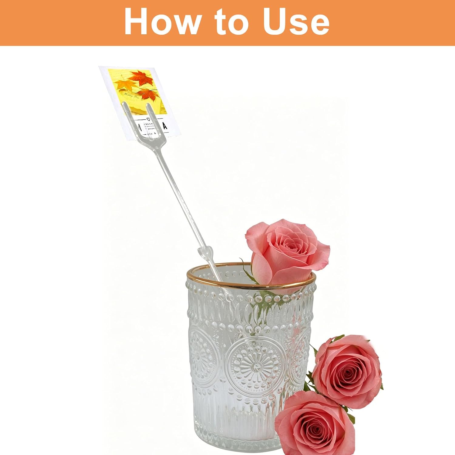 Rierdge 9 Inch Floral Pick Card Holder 50 Pcs