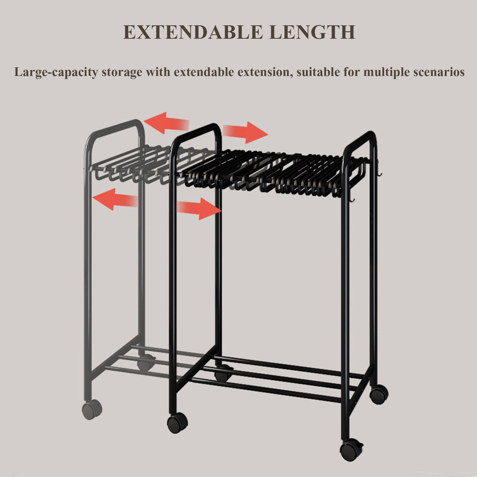 Appendiabiti telescopico da pavimento, espositore multifunzione per pantaloni, carrello organizer per pantaloni, sciarpe, asciugamani con 20 grucce