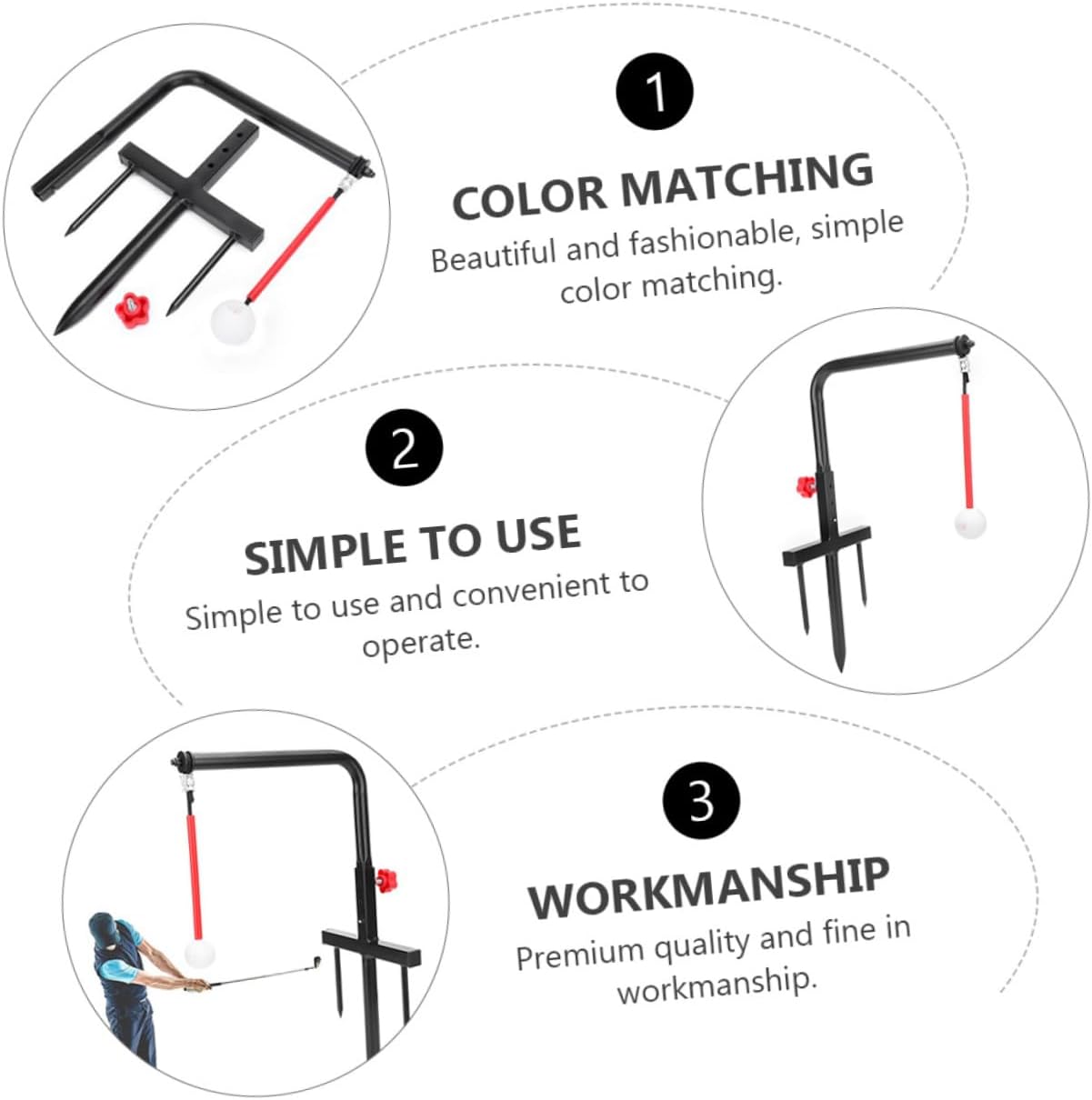 Hemoton Golf Swing Training Tool Iron Practice Trainer for Beginners and Professionals Durable and Easy to Use for Swing Accuracy and Posture Improvement