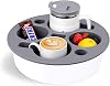 Couch Cup Holder Tray Round, 4-Cups Bedside Drink Holder for ElderlyPregnancy, Stable Non-Spill Silicone Couch Caddy for Remote Control, Glasses, Snacks, Phones White-Gray