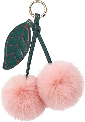 Cherry Pom Pom Keychain