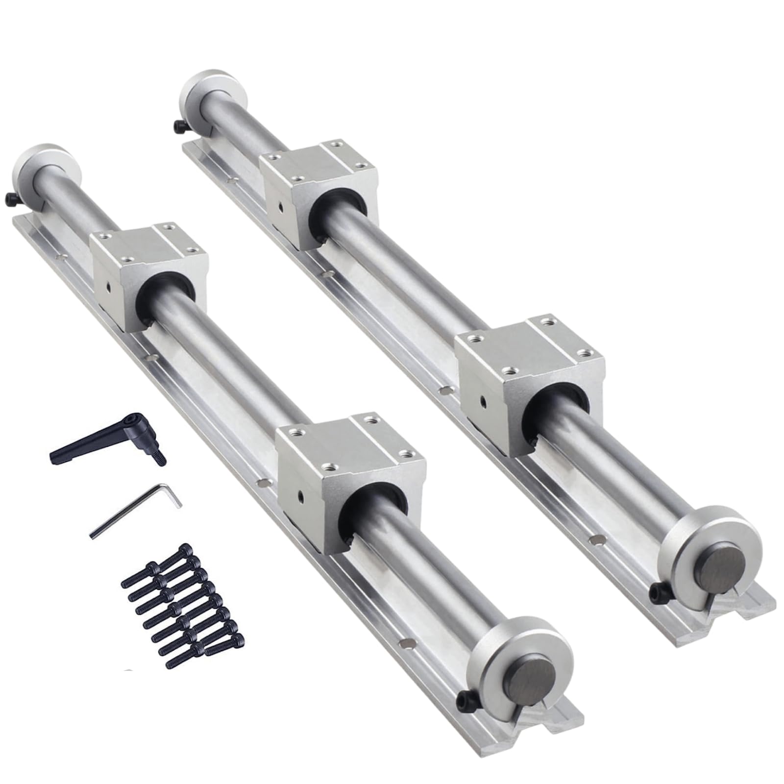 Linear Rail SBR20 300mm 2PCS Fully Supported Linear Rail Shaft Rod with 4PCS SBR20UU Blocks Bearing,4PCS Retaining Ring for Automated Machines DIY CNC Routers Lathes Mills