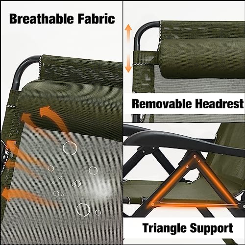Umay Outdoor Camping Lawn Chair Portable And Lightweight Folding Adujstable Chair Outdoors Recliners(Olive Green) #TOP3