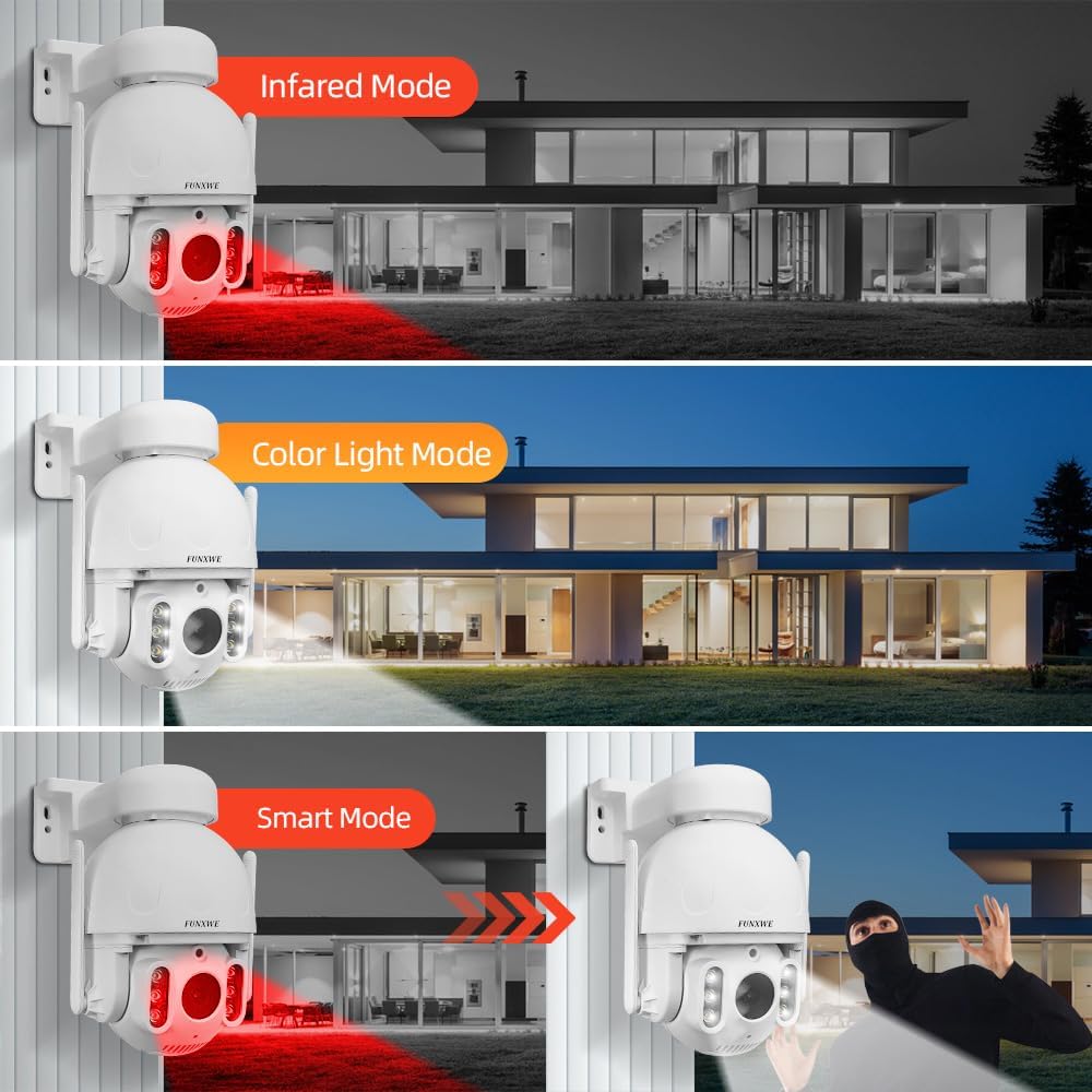 5MP 5X Optical Zoom PTZ Security IP Camera, WiFi 2.4GHz 5GHz Motion Auto Tracking Pan Tilt Dome Camera, Motion Detection Siren Alarm Color Night Vision