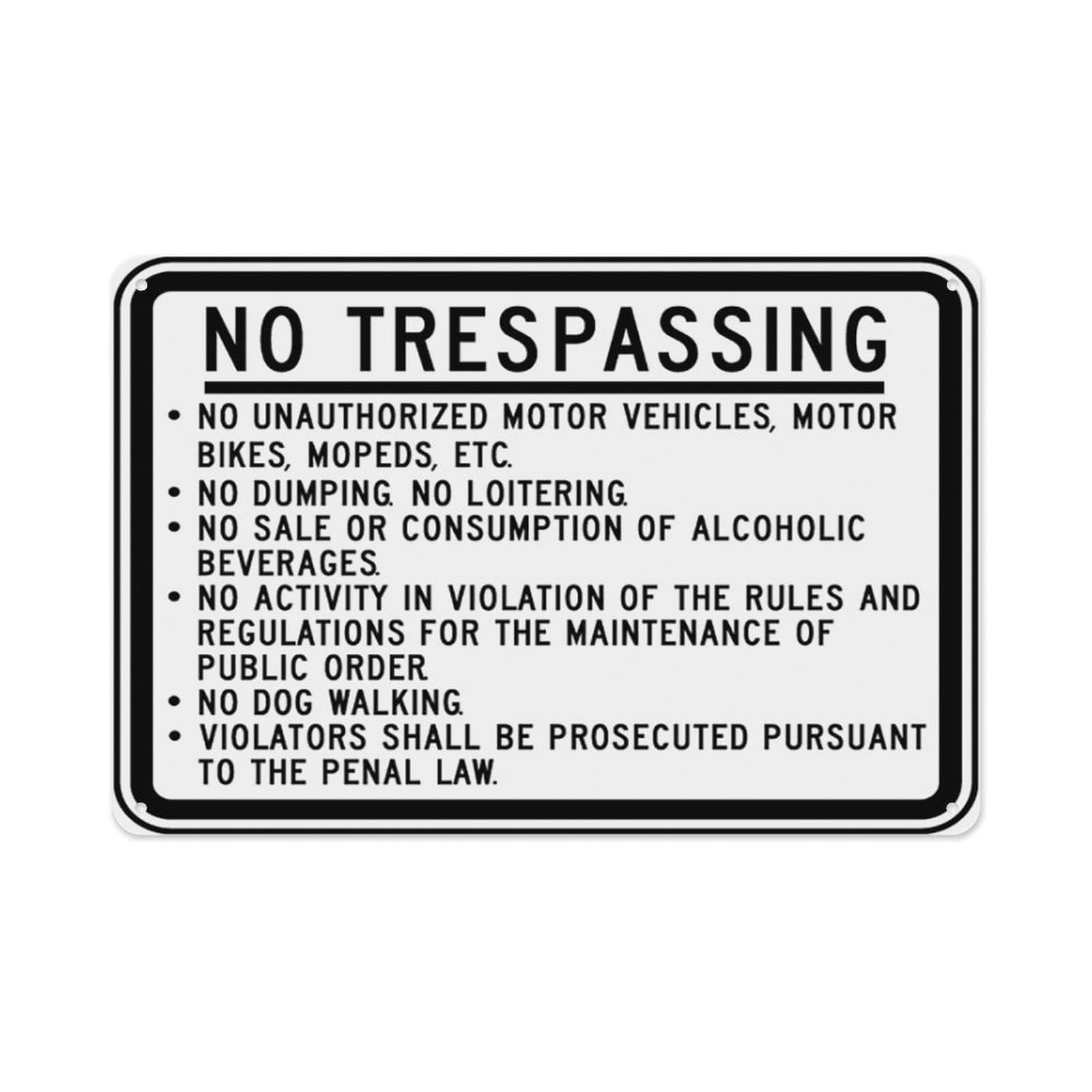peiyeety No Trespassing Sign Aluminum Tin Warning Signs For Home Outdoor Garden 8X12 Inches