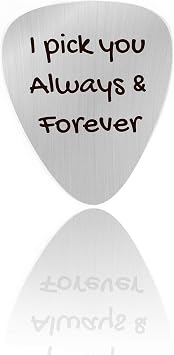 Personalized Stainless Steel Guitar Pick Brush or High Gloss Finish Customizable Engraved Your Text (Brush Finish)