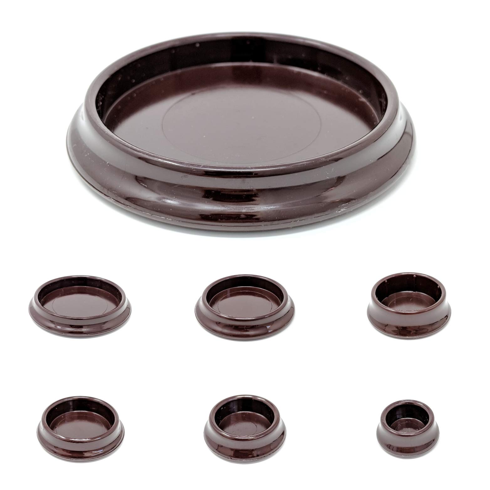 Keay Vital Parts Clear And Brown Furniture Cups. Carpet Protectors For Round Furniture Legs. Made In Germany (Brown, 23Mm Inside Diameter - Please See Second Image Before Ordering This Size, Pack Of 4)