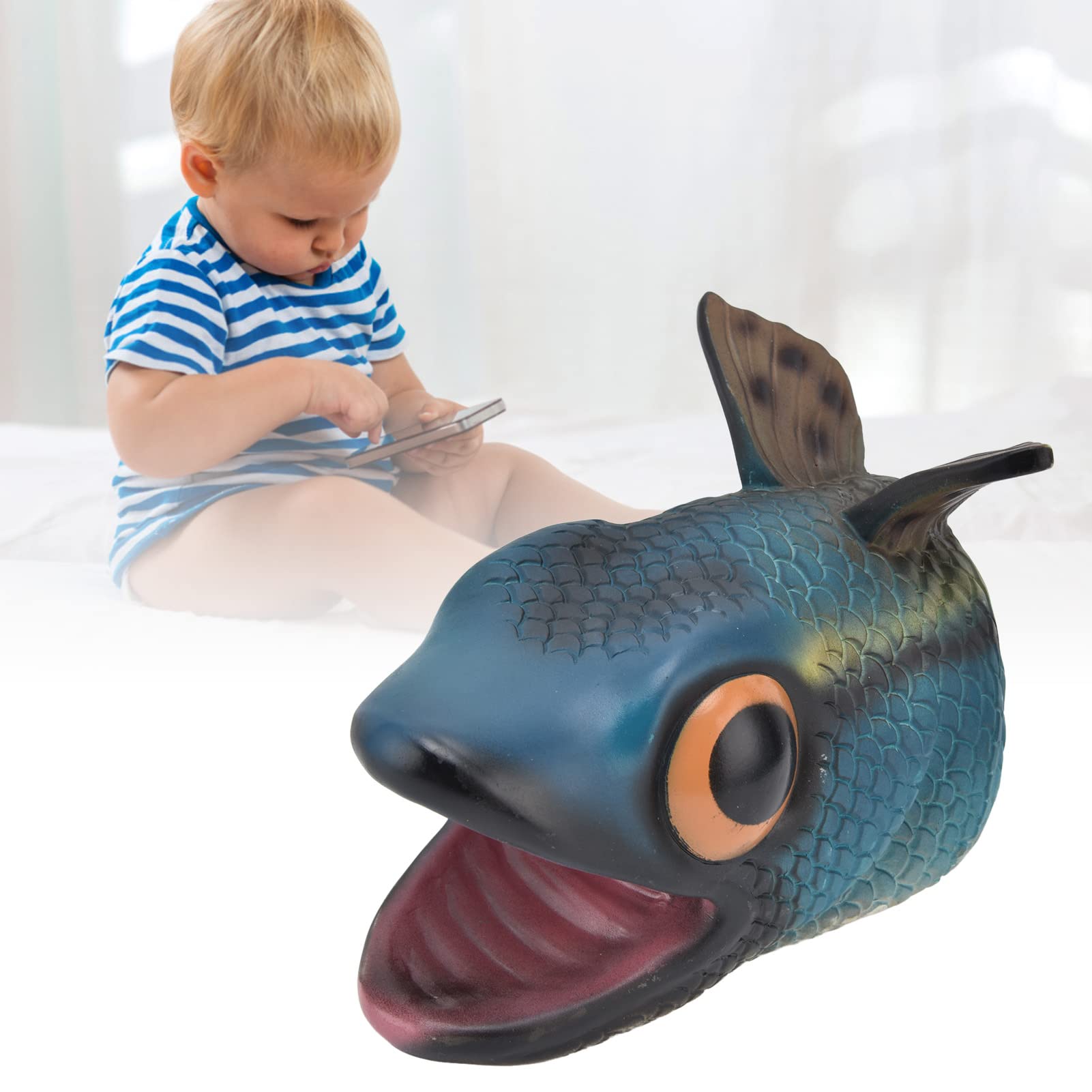 Yolococa Marionnette à main en forme de poisson réaliste en latex doux pour raconter des histoires, jeux de rôle, fournitures de fête pour enfants