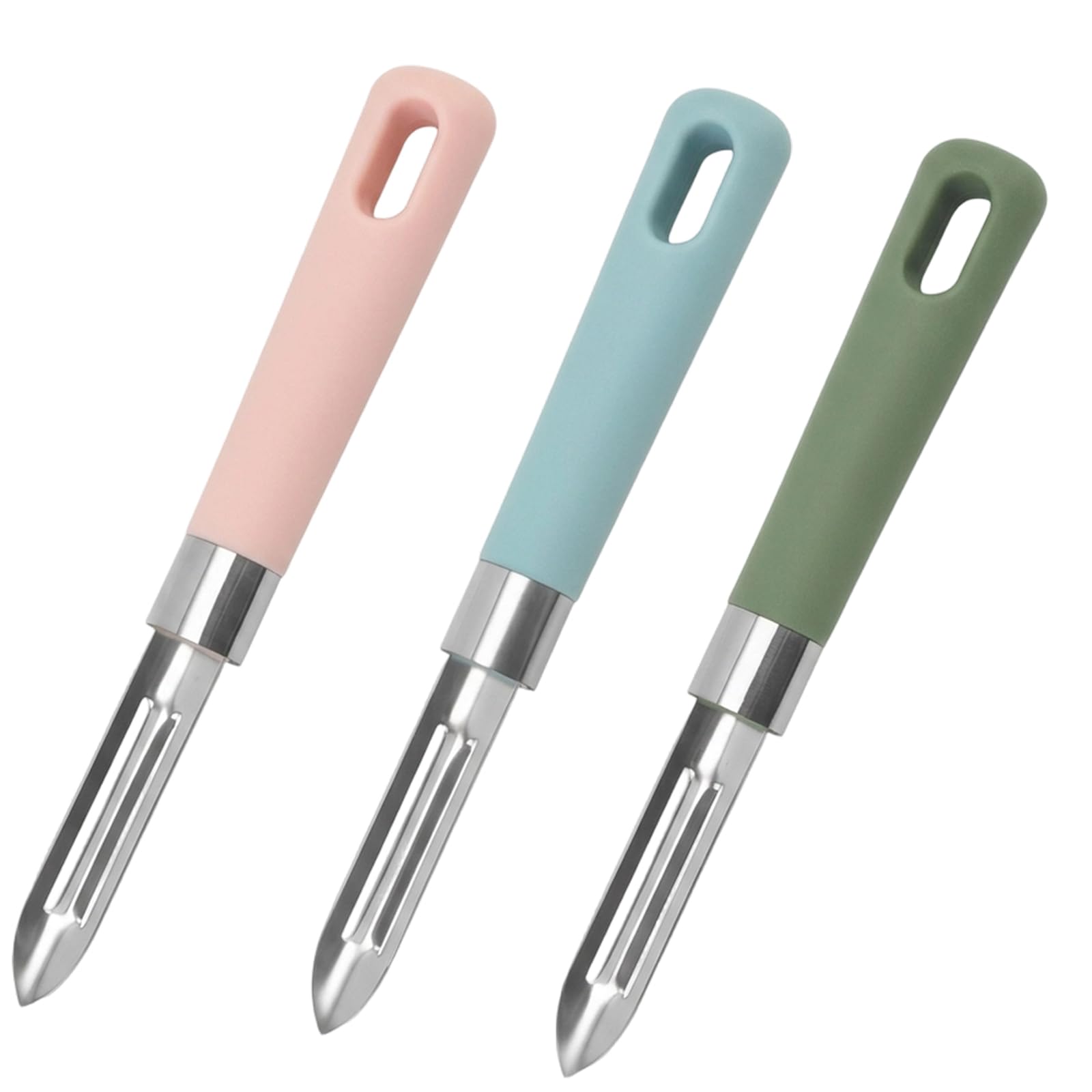Fruit Vegetable Peeler 3Pcs Handheld Kitchen Tools for Home Daily Cooking Travel Use Green Pink Blue Portable Labor Saving Food Peeling Supplies, Vegetable Peeler, peelers for Kitchen