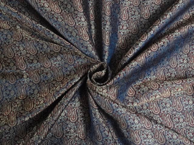Tissu brocart de soie au mètre couleur gris platine foncé et fil d'or pour styliste de mode
