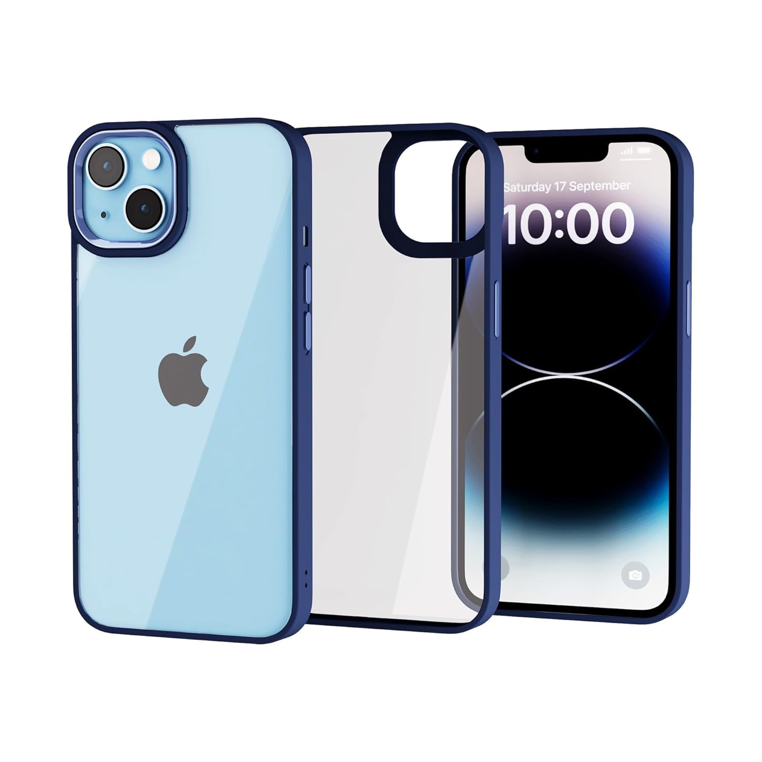 amazon basics Ultra Hybrid Back Cover Case Compatible with iPhone 13 and iPhone 14 (TPU + Poly Carbonate | Portimao Blue