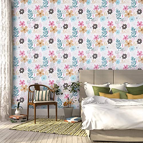 Mecpar Floral Wallpaper 17.71'' X 118'' Perennial Blooms Wallpaper Floral Peel And Stick Wallpaper Vinyl Self Adhesive Removable Waterproof Wallpaper For Bathroom Cabinet Prepasted Decorative #TOP3