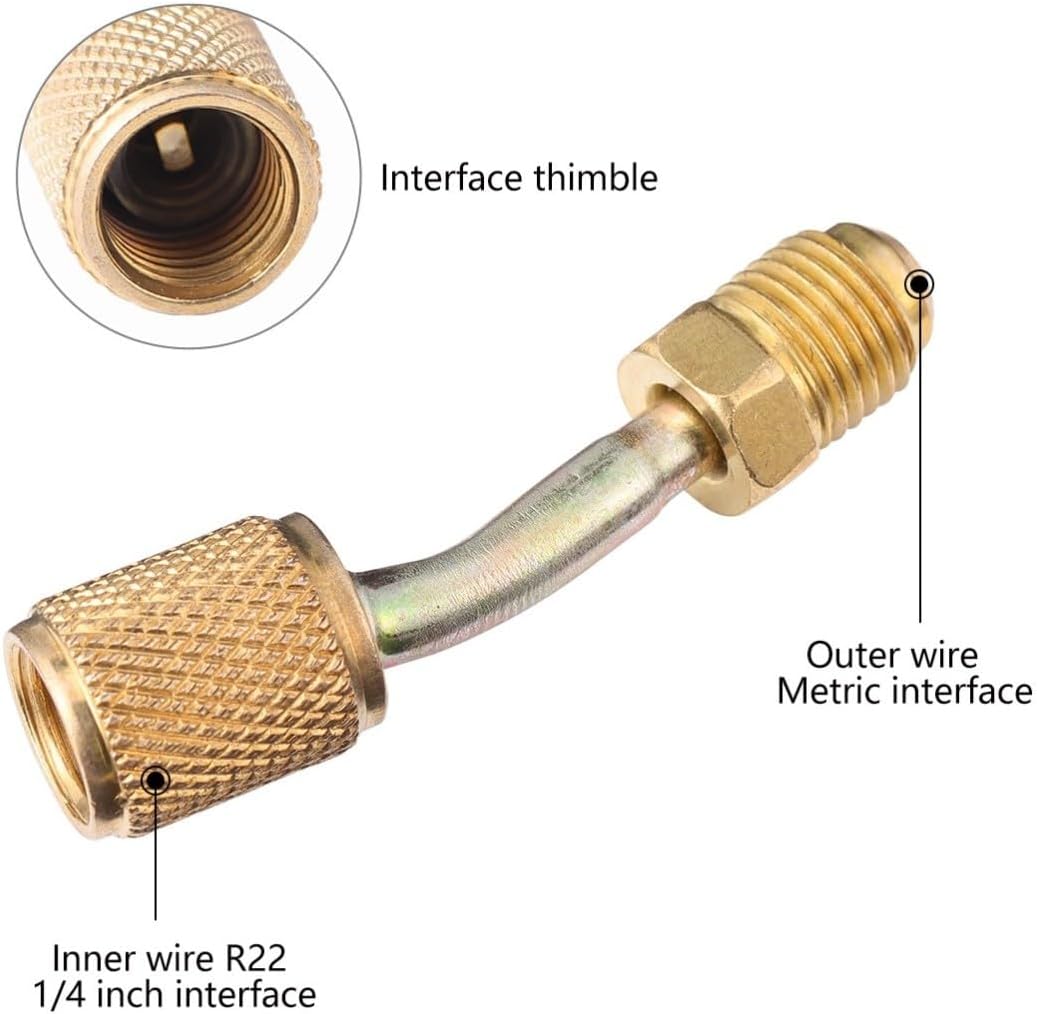LABRIMP Air Conditioner Multifunctional Metal Conversion Tool on R22 R410 Refrigeration Adapter Hose Kit with 5/16 Female and 1/4 Male SAE Quick Connector, for Front Placement Vehicle