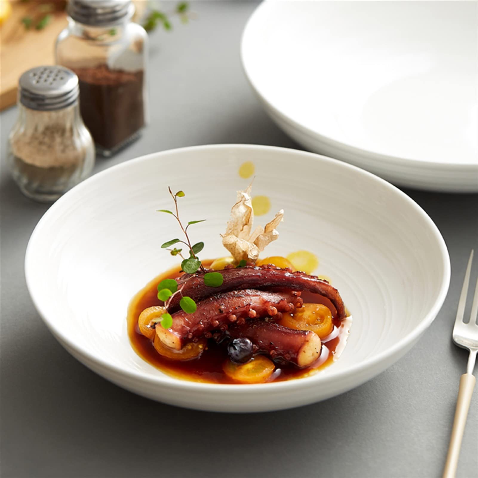Assiettes Plates Plaque de dîner en céramique blanche Home Plaque de dîner en porcelaine 10 "Plaques à grande dîner Assiette (Size : B)