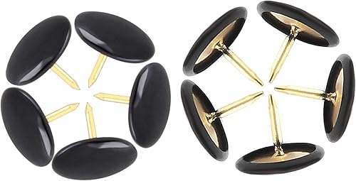 Miniatura 2 de Piutouyar 300 pines planos decorativos negros, tachuelas de plástico redondeadas, tachuelas negras para el pulgar para pared, mapa, tablero de