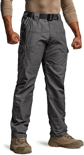 CQR Men's Tactical Pants, Water Resistant Ripstop Cargo Pants, Lightweight