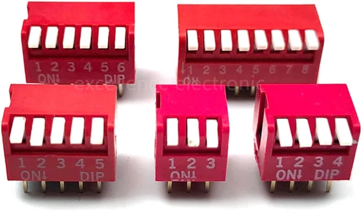 5PCS Slide Type Switch Module 1 2 3 4 5 6 7 8 10Bit 2.54mm Position Way DIP/SMD Pitch Toggle Switch Red/Blue Snap Switch Dial(Beige,6 PIN)