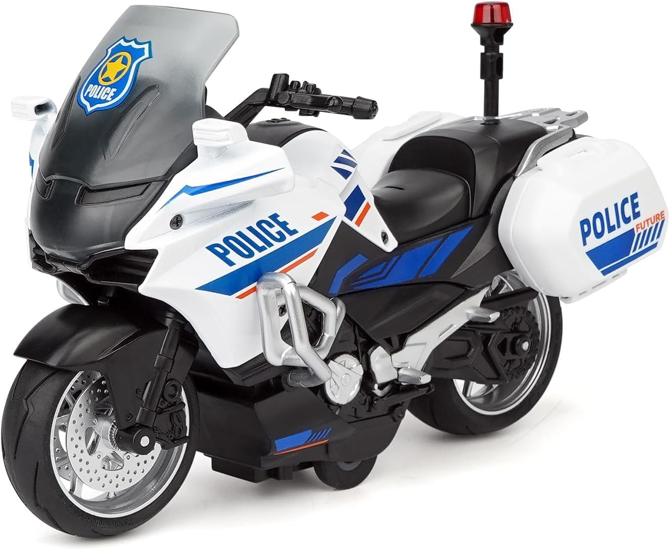 Police Motorcycle Toy - Pull Back | Motorcycle Toys, Tiny Gift with Music Lighting, Latte Motorcycles Toy for Kids Boys Age 3-8 Year Old [New] (FUTUREBIKE-Orange)