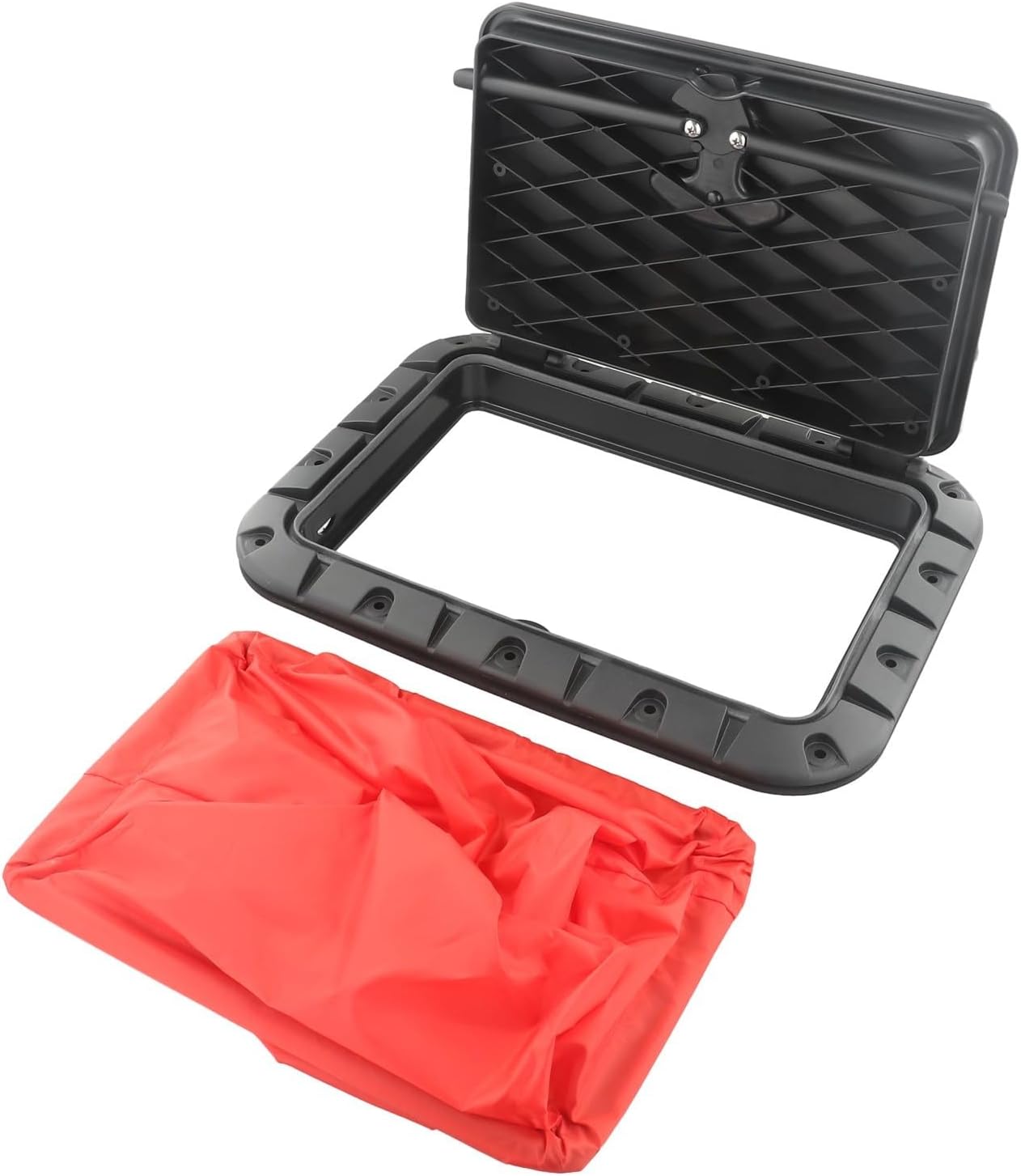 Boats Square Hatch, Marine Access Square Hatch with Lock Hatch Include Red Bag for Boats Kayaks