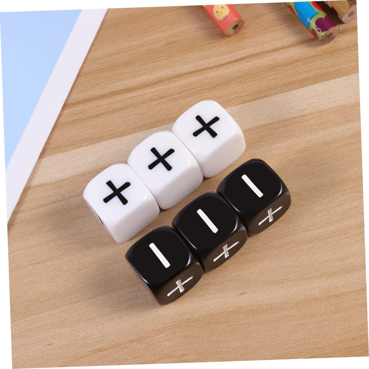 12Pcs Black White Sided Acrylic Dice with Minus Plus Signs Large Counting Dice for Party Table Games