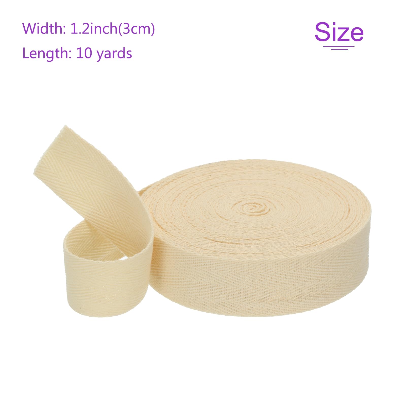 DMiotech 1.2"(3cm) 10 Yards Cotton Twill Tape Cotton Ribbons Bias Binding Tape Herringbone Tape Ribbons White for DIY Crafts Making Clothes - Image 3