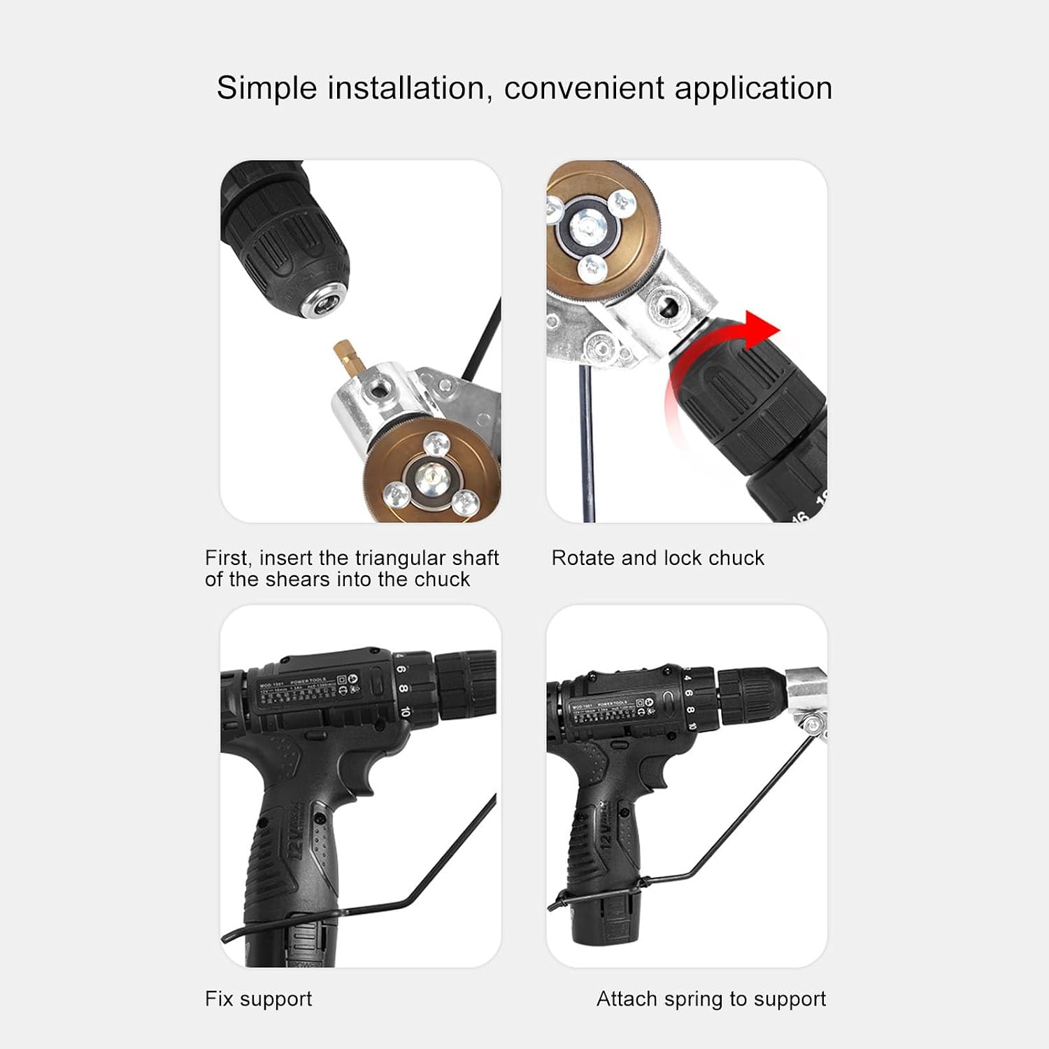 Fafeicy Electric Drill Plate Cutter Metal Shears Attachment, Wear Blade, Incisive and Efficient, For Lithium Drill, Impact Drill, Fafeicydomstk963y