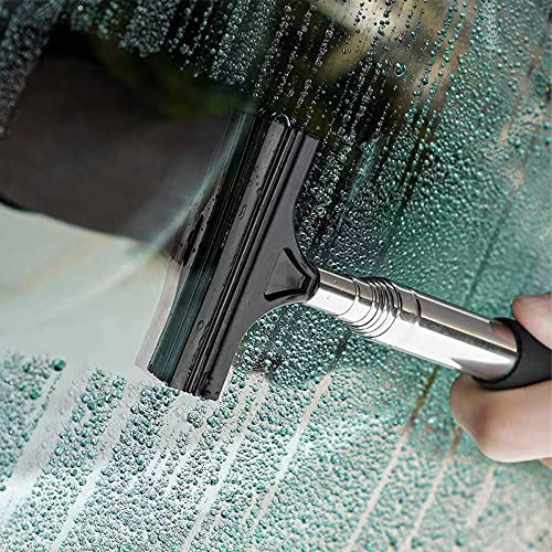 Car Rearview Mirror Wiper Adjustable Telescopic Rod(8"-38.6"),Multi-Use Squeegee Water Wiper Cleaner Tool For Car Mirror/Winshield/Shower/Car Glass Exterior Accessories (Pink) #TOP6