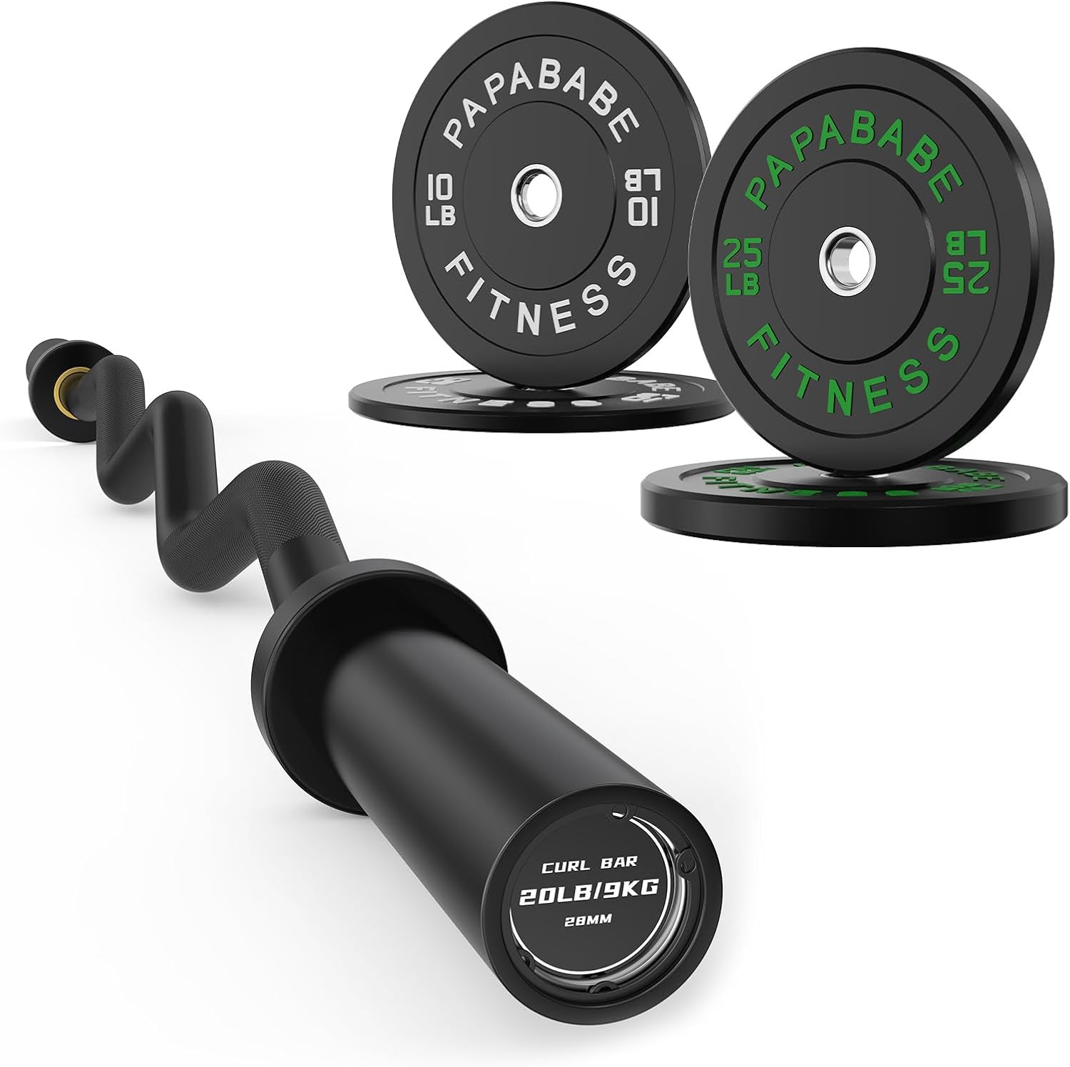 PAPABABE Olympic Weight Plates Bumper Plates, 2 inch Barbell Weight Plates Set for Home Gym, Weights Set Strength Training Plates for Weight Lifting