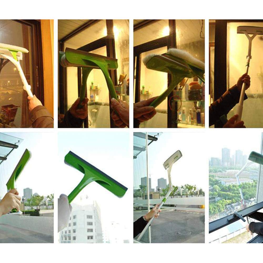 Limpiaparabrisas - Escurridor de Ventana Limpiador de Ventana telescópico Limpieza Profesional Cepillo de Microfibra Desmontable y raspador de Goma