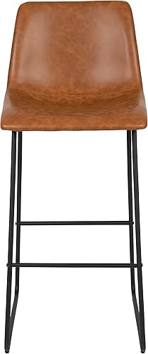 Miniatura 27 de Flash Furniture Reagan - Taburetes de bar LeatherSoft de 30 pulgadas con reposapiés, taburetes de barra de estilo moderno de mediados de siglo,