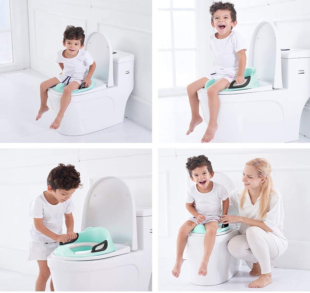 Töpfchen-Trainings-Sitz für Jungen Mädchen Kinder Kleinkinder-WC-Trainings-Sitz-Töpfchensitz für Baby mit abnehmbarem weichem Kissen stabiler Griff und Rückenlehnen Kleinkinder-WC-Trainingssitz,
