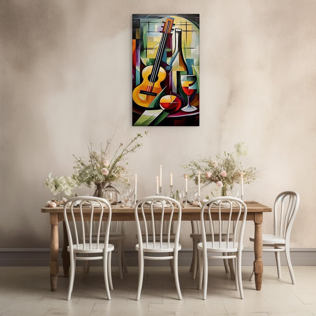 Canvas for Living room. Melodic Hues and Savory Moods A Symphony of Abstract Still Life in Oil, 27 x 18 inch Canvas Wall Art - Contemporary Masterpieces - Modern Home Decor