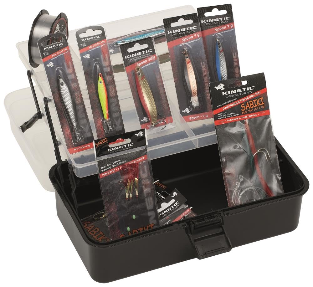 Kinetic Tackle Box Big Kit – Saltwater zestaw dla początkujących z pilkerem kierunkowskazami i krętlikami