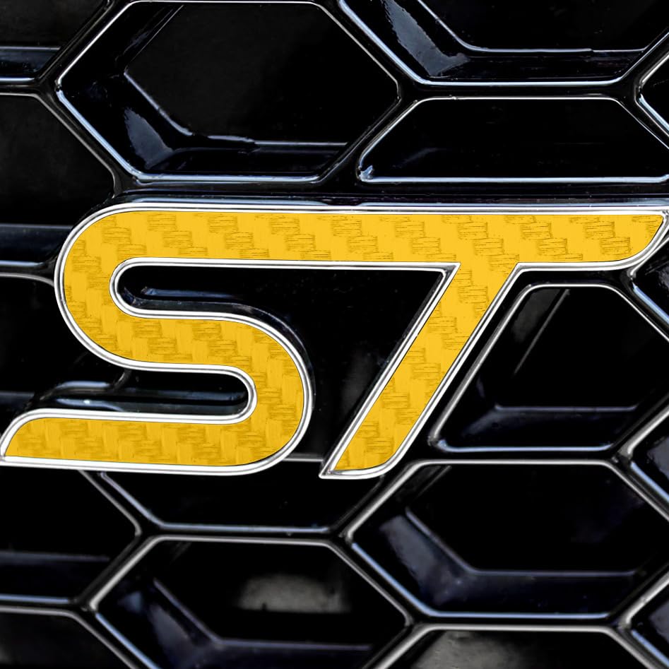 Image of ST Emblem Insert Decals - Set of 2 - Compatible with and Fits Ford Edge ST 2019 & Newer (Yellow)